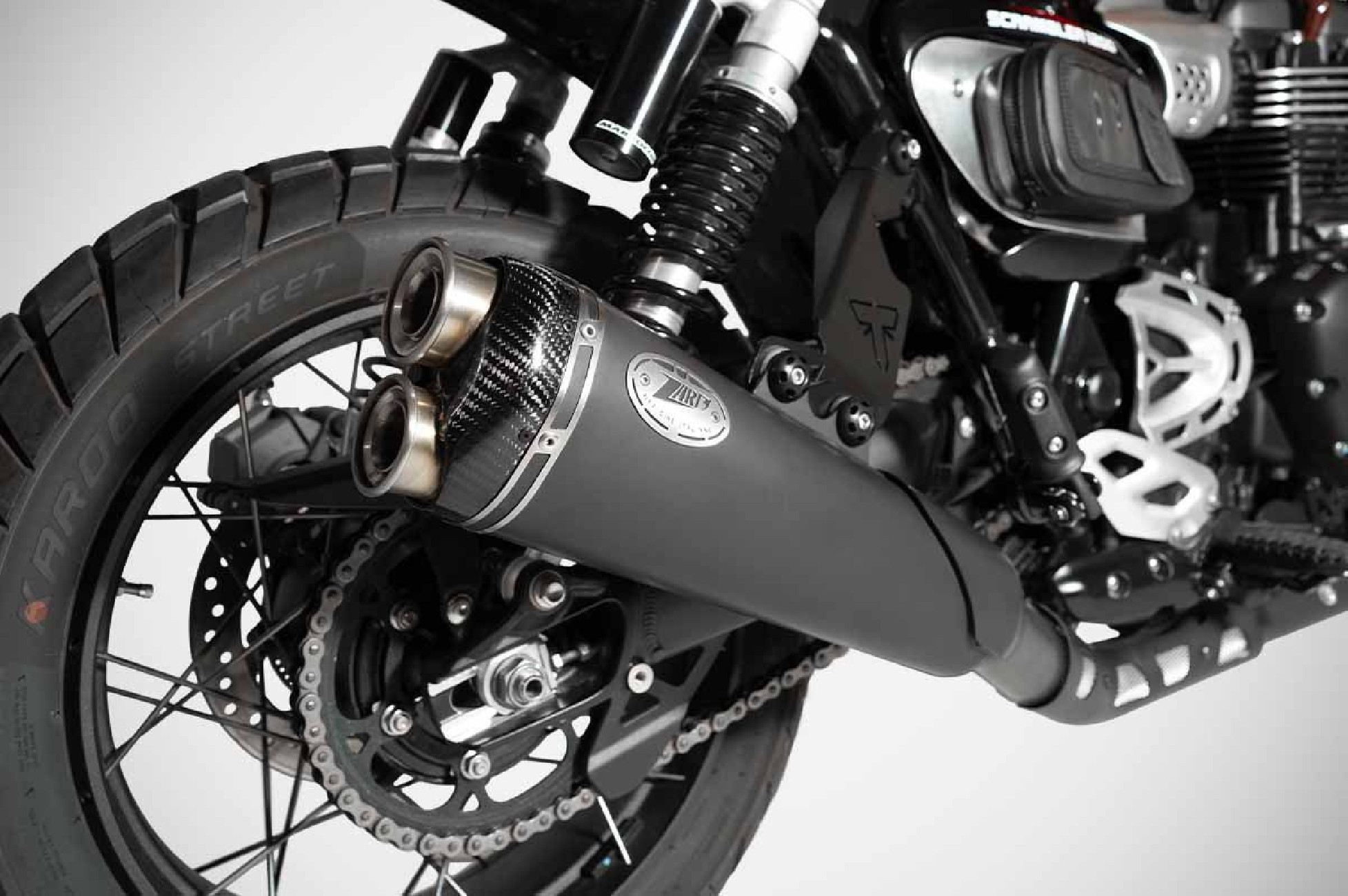 Triumph Scrambler 1200 full exhaust system black stainless steel racing 2024-2026
