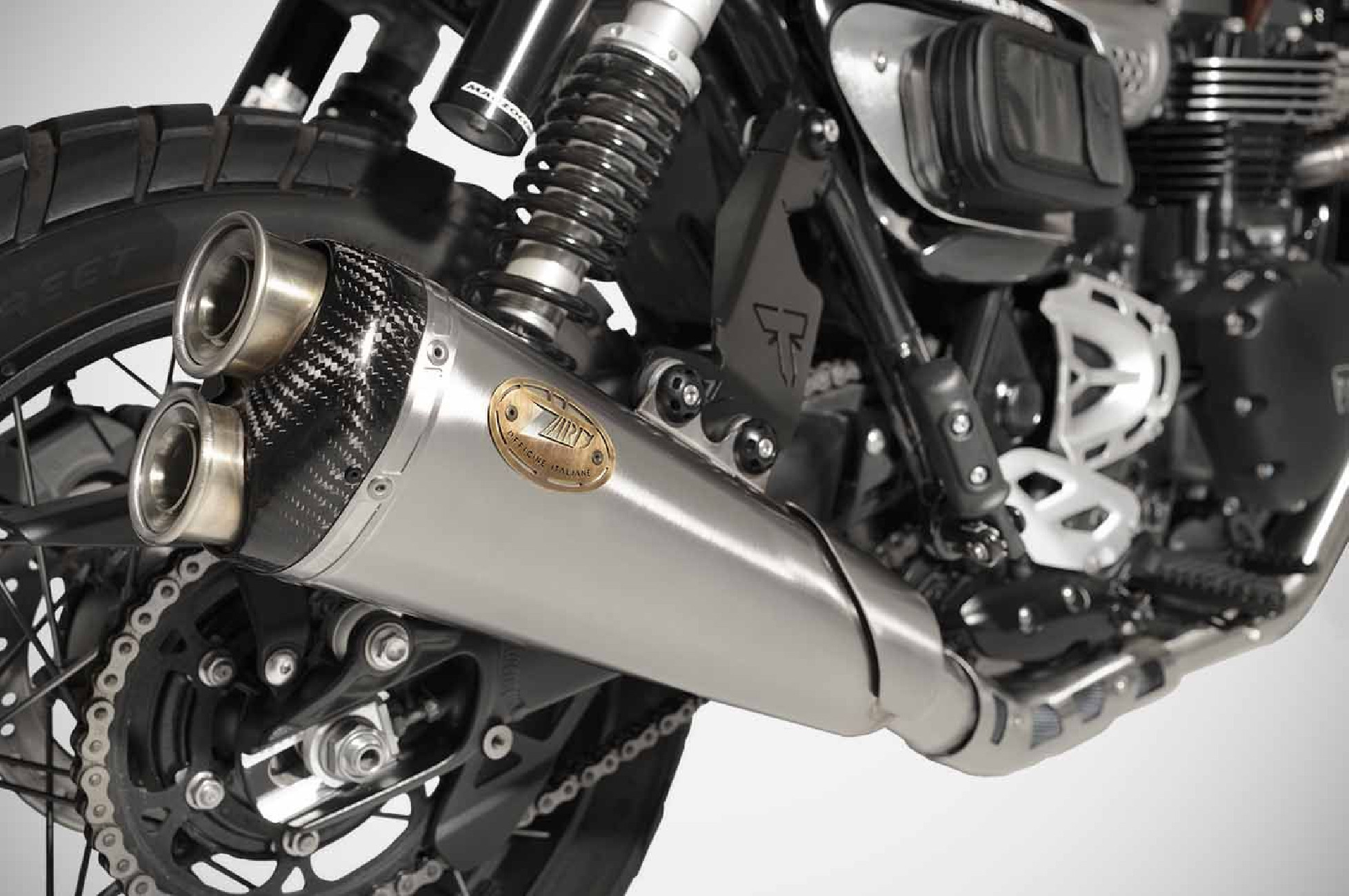 Triumph Scrambler 1200 full exhaust system stainless steel racing 24-26