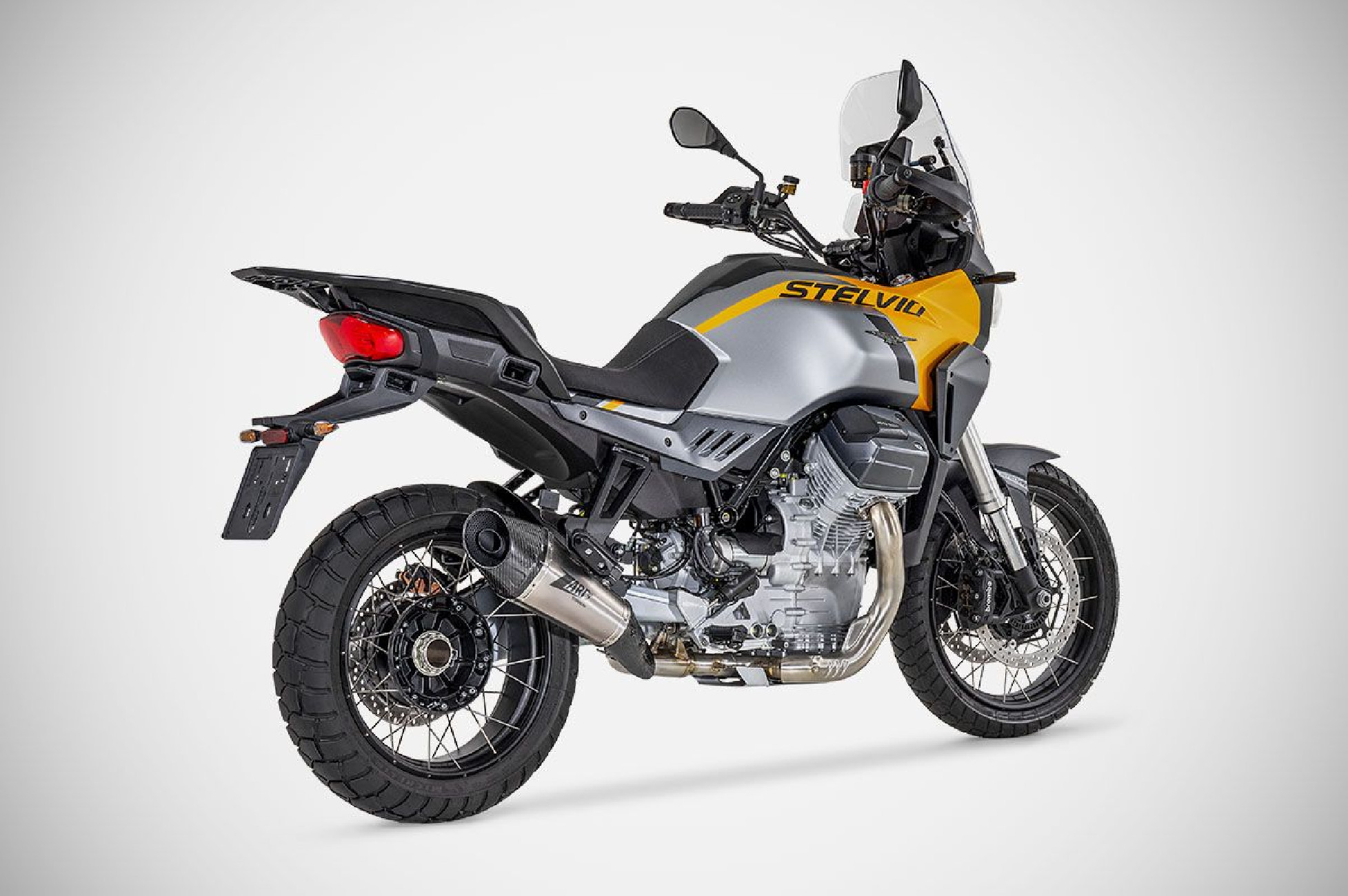Moto Guzzi Stelvio Slip-on homologated racing E5+ 2024 / 2026 titanium stainless steel carbon Zard