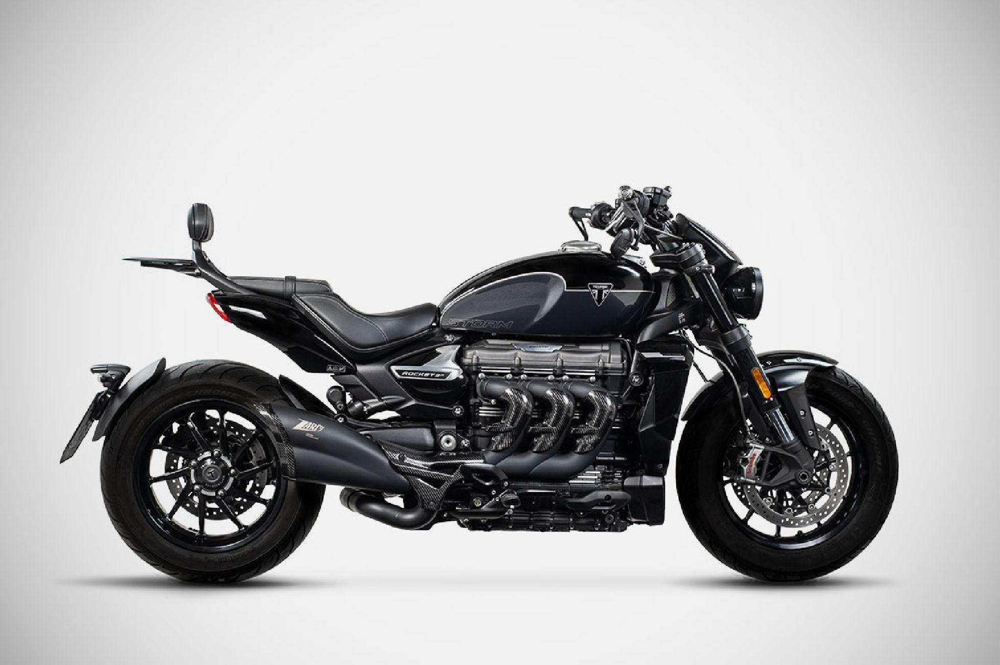 Triumph Rocket 3 Storm 24-25 SLIP-ON KIT Racing Silenziatore in Acciaio Inox Aisi 304 Nero Cerakote Zard