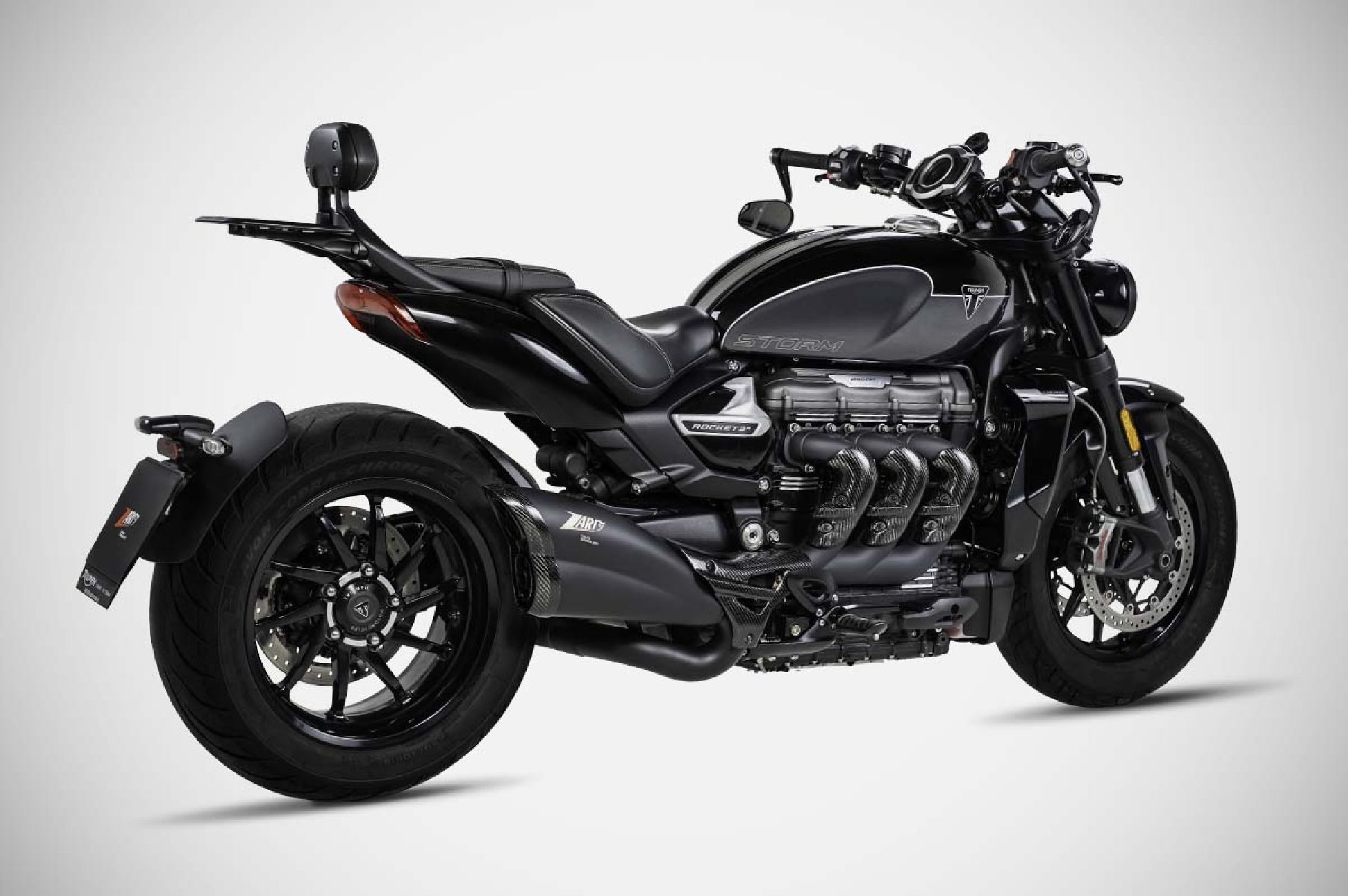 Rocket 3 Storm 24-25 SLIP-ON KIT Racing Silenziatore in Acciaio Inox Aisi 304 Nero Cerakote Zard