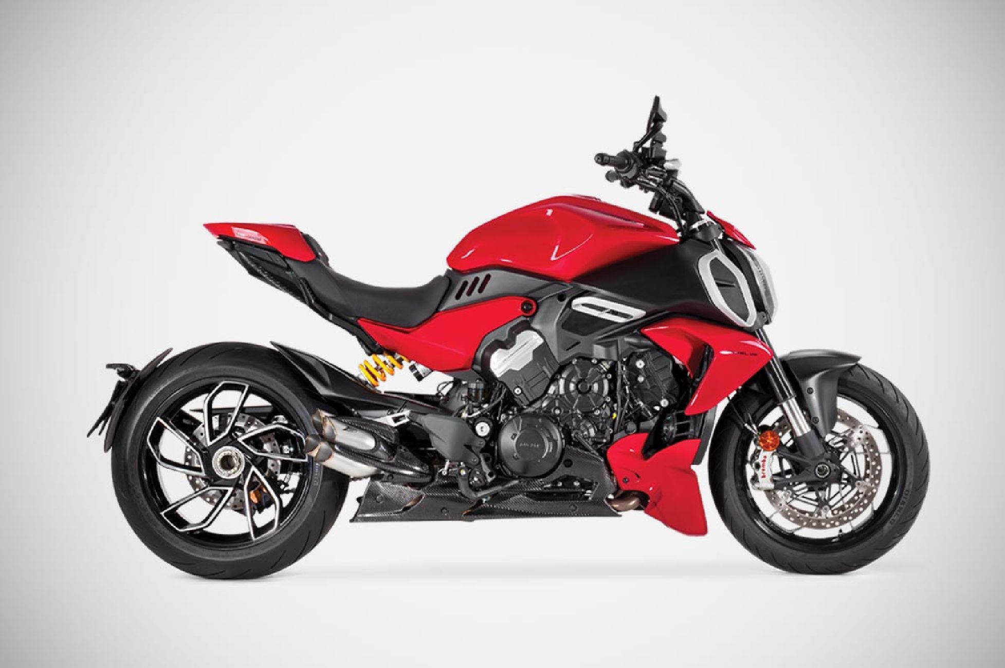 Scarico DIAVEL V4 2023 - 2024 SLIP-ON KIT racing ZARD PREDATOR acciaio inox aisi 304 fibra di carbonio