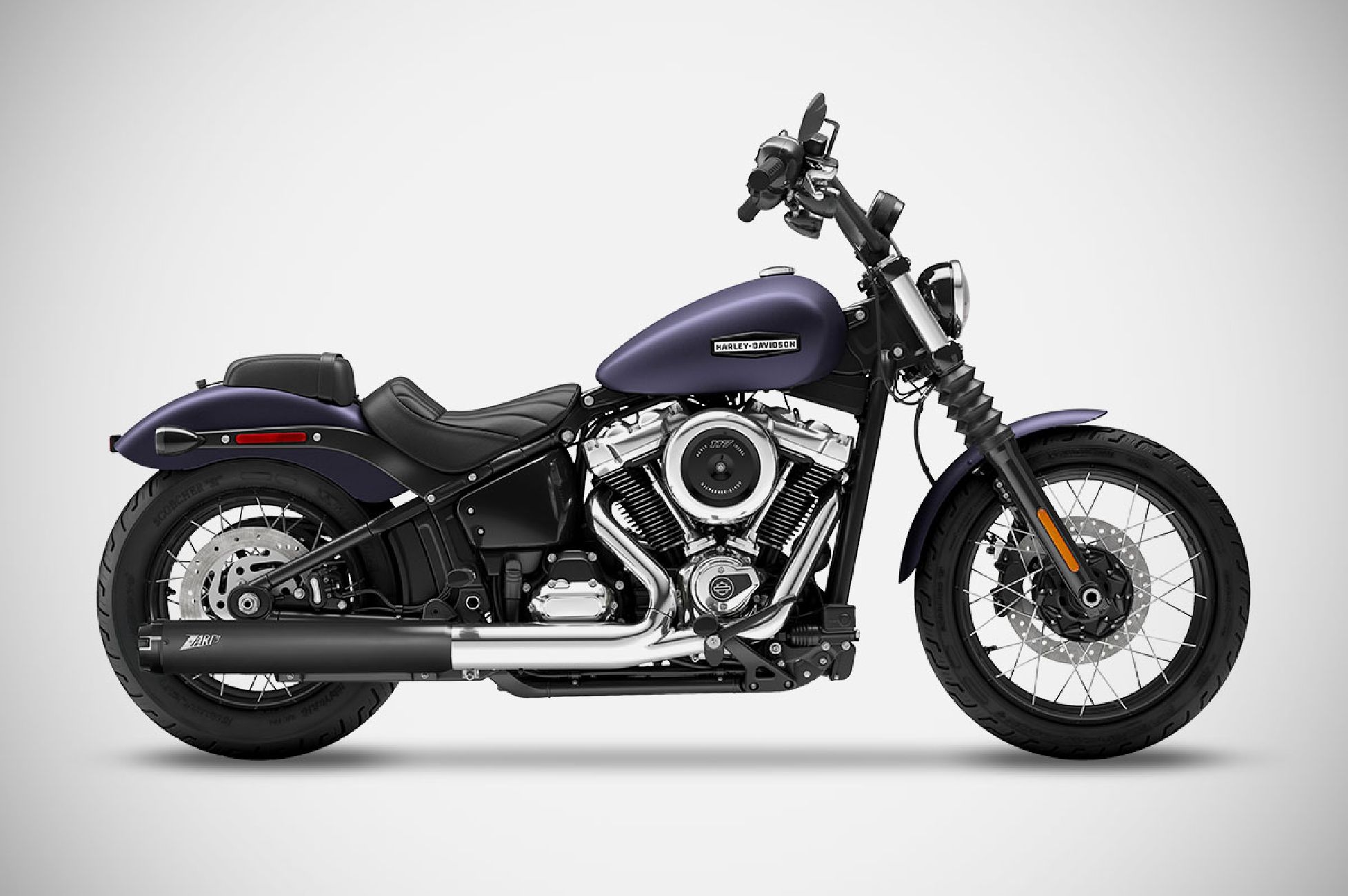 Harley-Davidson Street Bob - 2025 slip-on exhaust AISI 304 Stainless Steel Polished Homologated E5+ Street Legal Zard