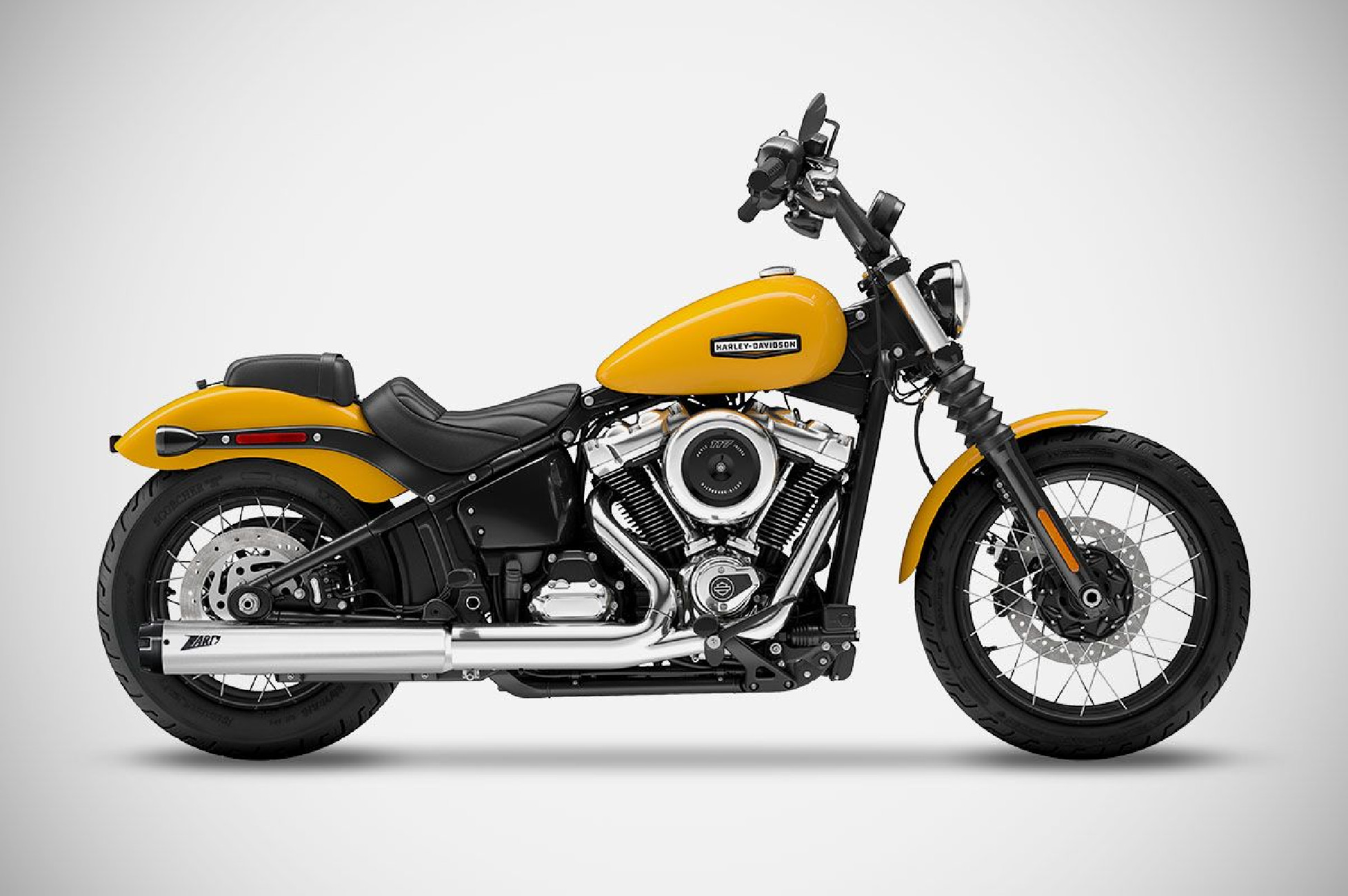 Harley-Davidson Street Bob - 25-26 slip-on exhaust AISI 304 Stainless Steel Polished Homologated E5+ Street Legal Zard