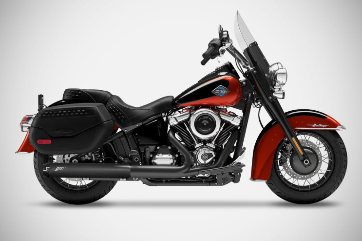 Harley-Davidson Heritage Classic - 25-26 slip-on exhaust AISI 304 Stainless Steel Polished Homologated E5+ Street Legal Zard