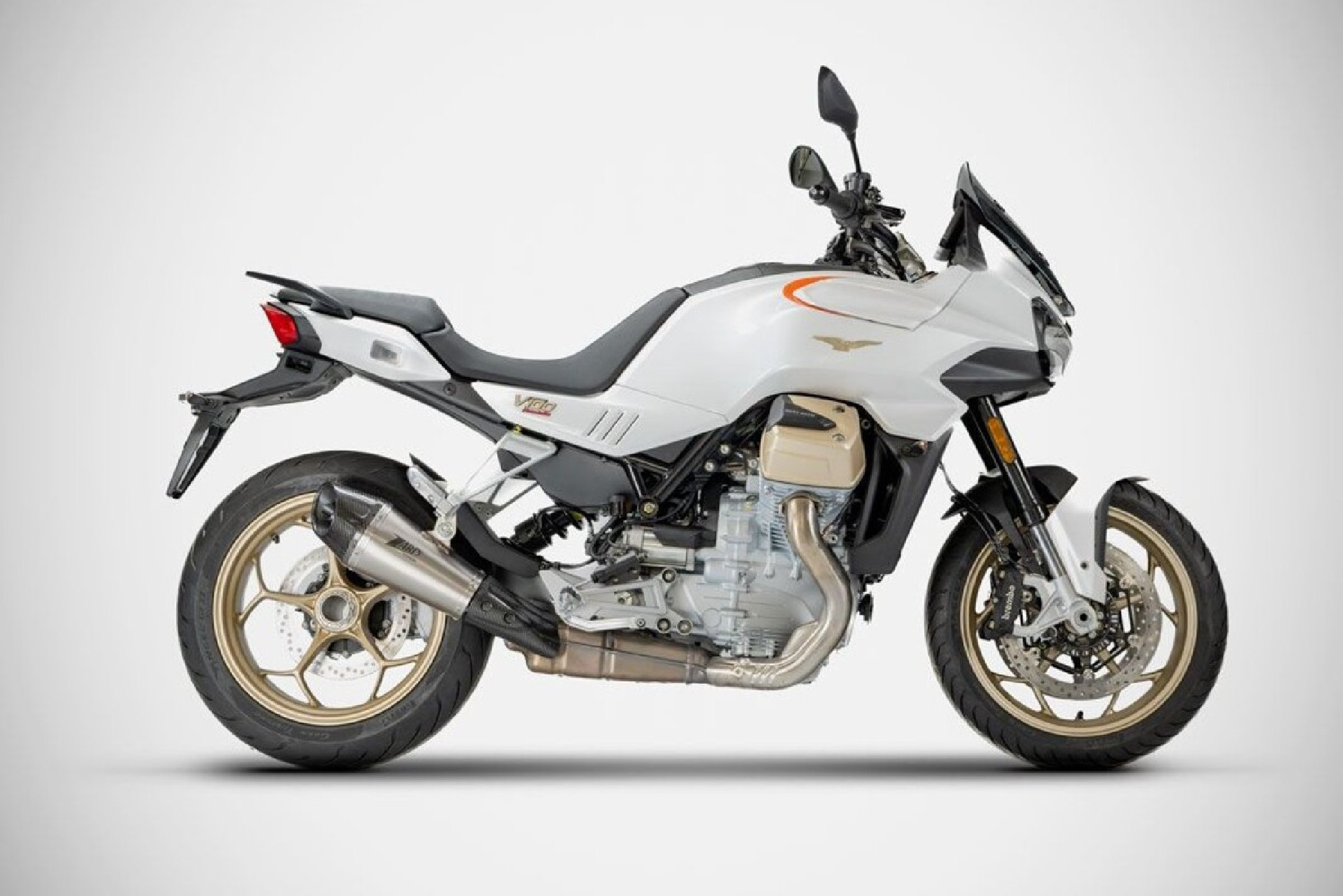 Moto Guzzi V100 Mandello 2022 2024 Slip-On Scarico in Titanio Racing Omologato