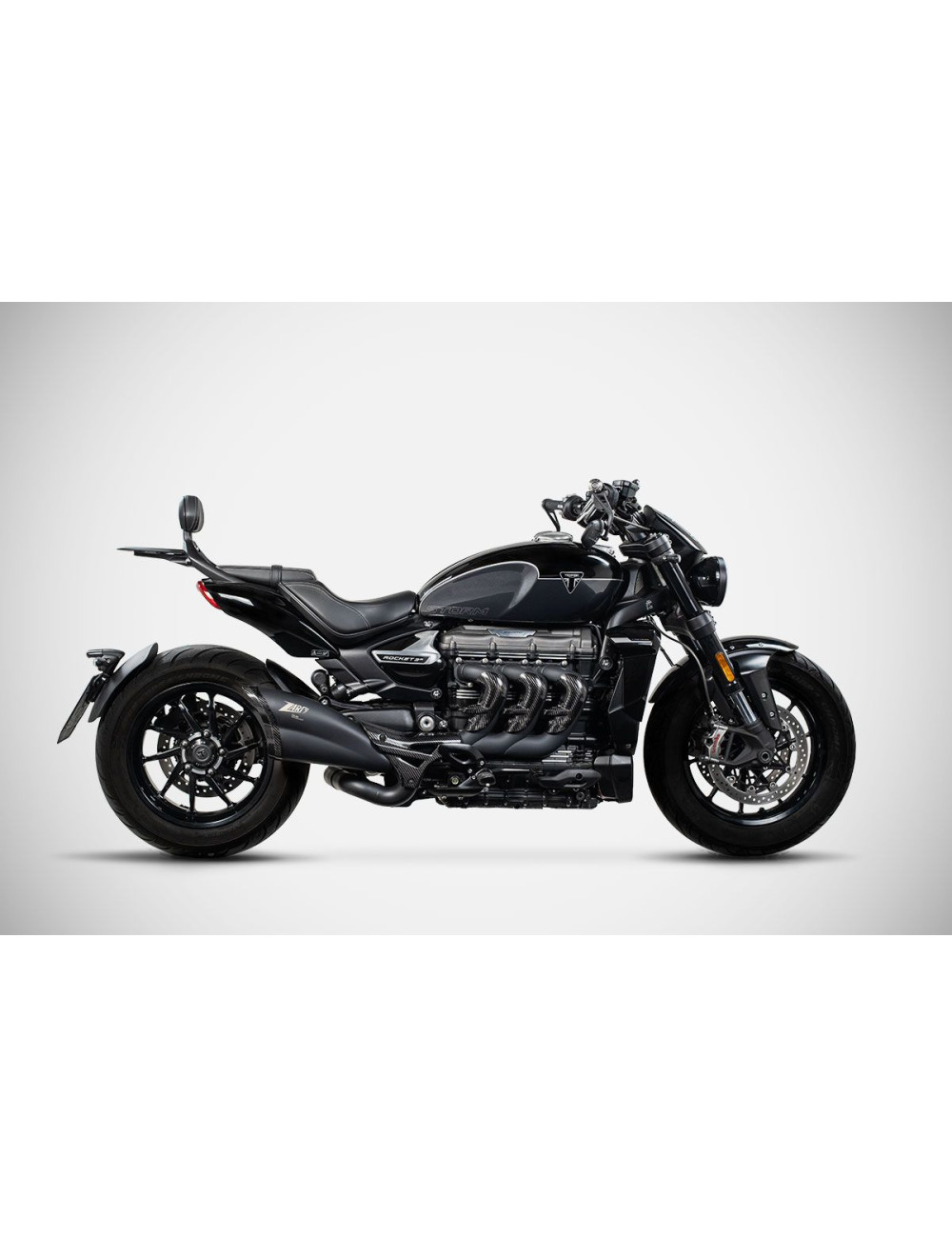 Triumph Rocket 3 Storm 24-25 SLIP-ON KIT Racing Silenziatore in Acciaio Inox Aisi 304 Nero Cerakote Zard