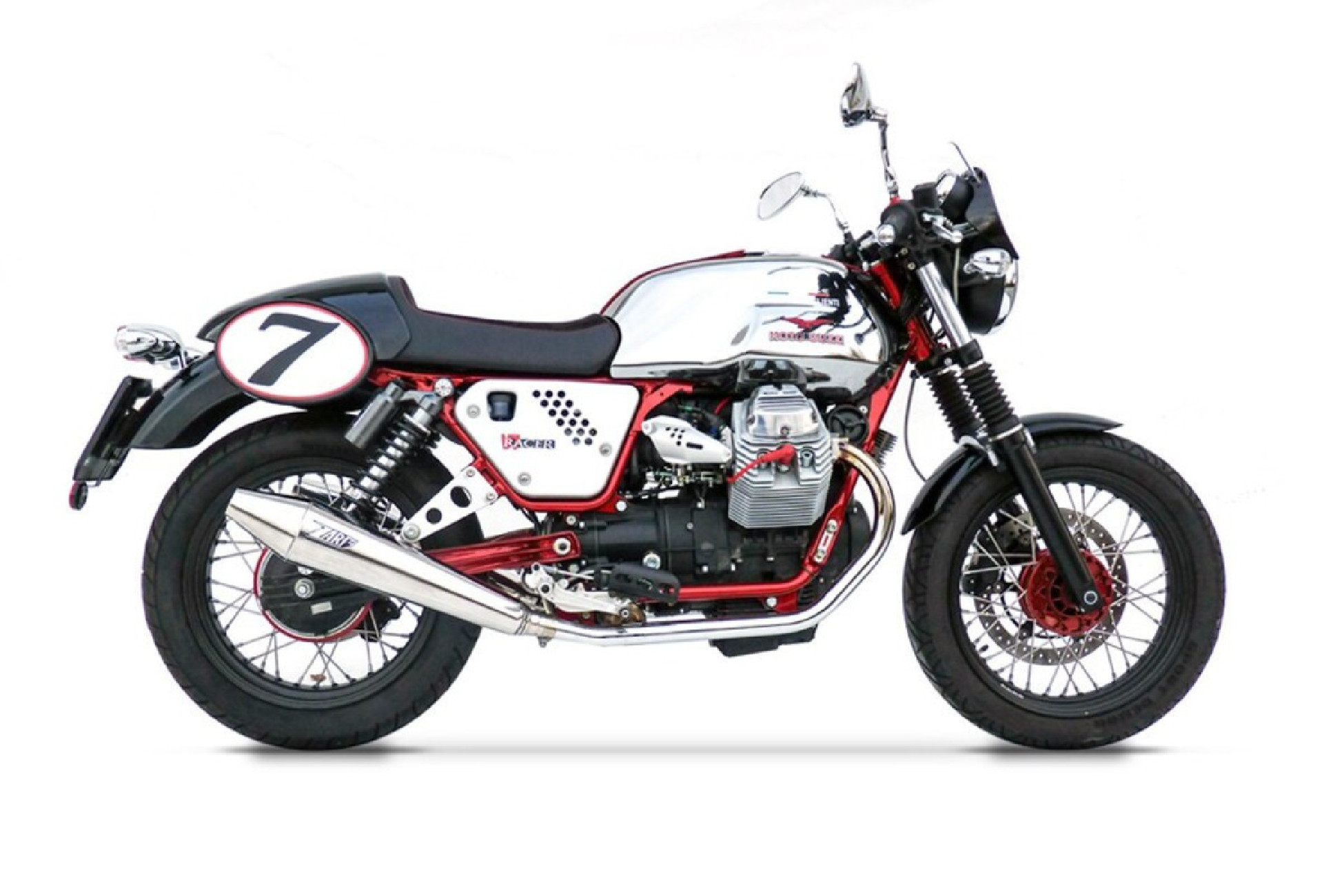 Moto Guzzi V7 Cafe Racer 09-12 Conical Slip-On Stainless Steel Racing Silencers